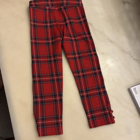Janie & Jack Tartan Plaid Button Cuff Pant Red Navy Blue Knit Holiday Sz 4 - Picture 7 of 7